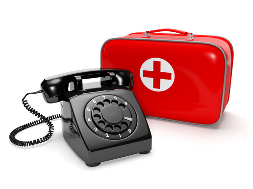 3ä illustration: Call of the doctor, medical care. Phone with th