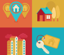 Real estate icons in flat style