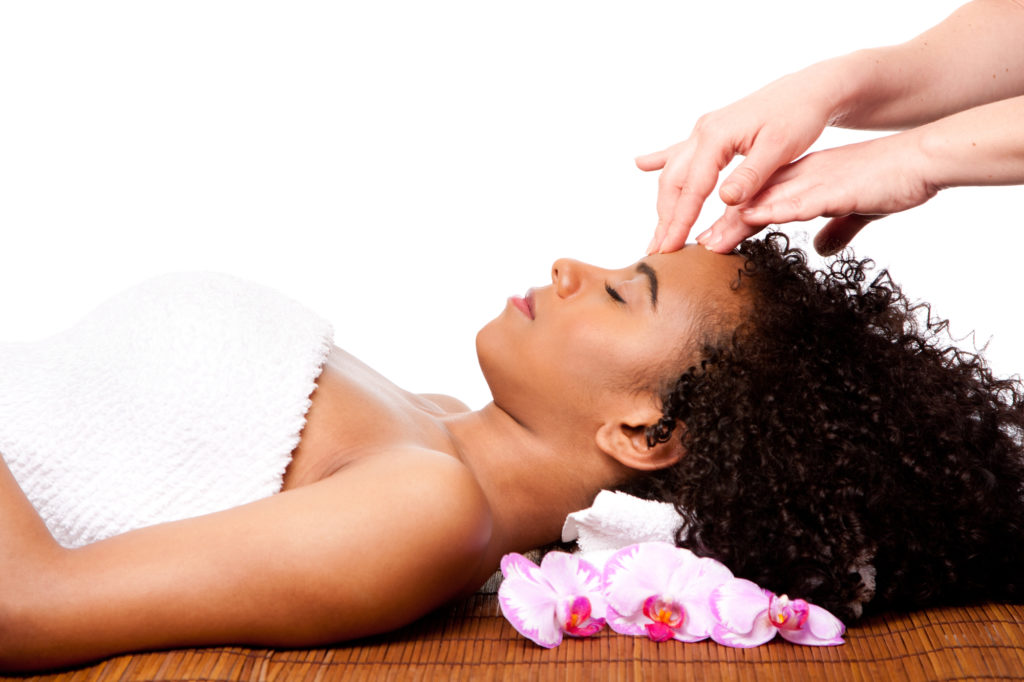 Facial massage in beauty spa