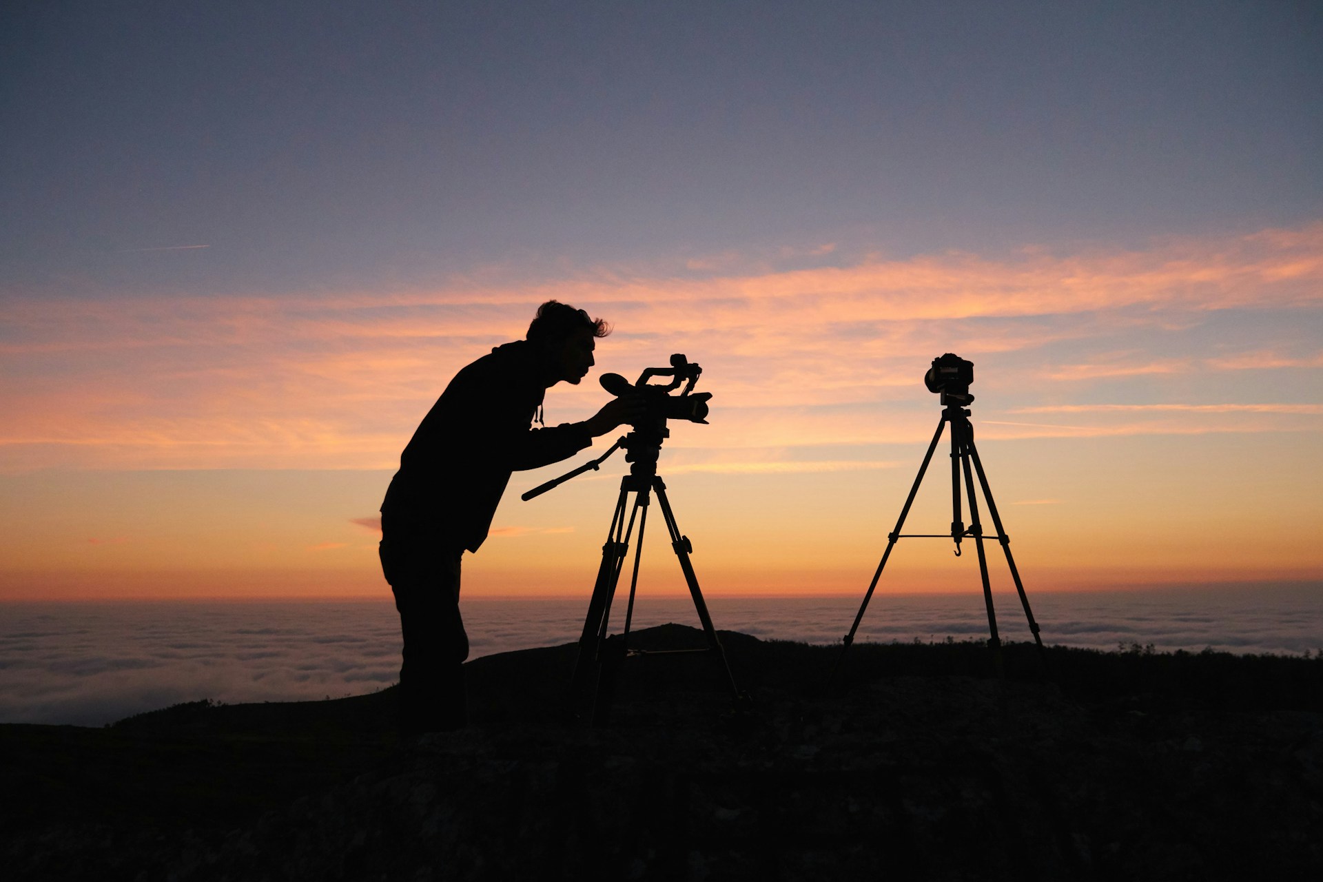 Man photographed sunset