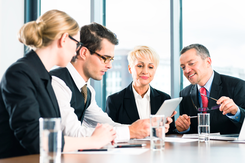 Business - meeting in office, people working with document