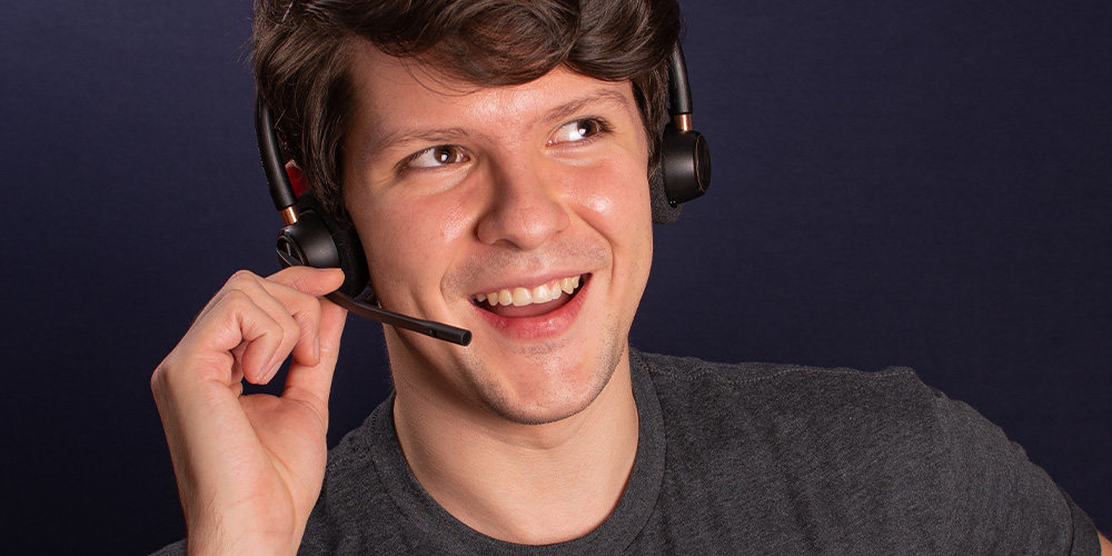 Call Agent Smiling Wearing a Headset